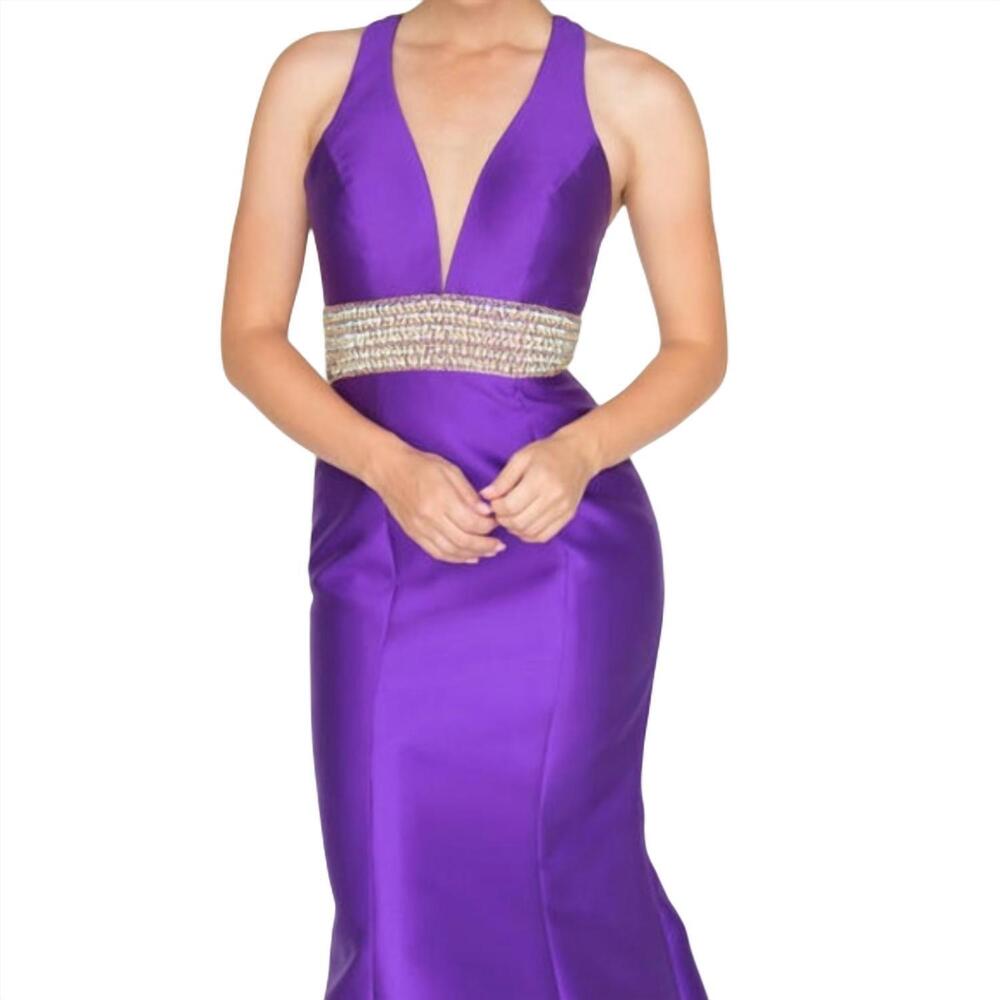 NEW VIENNA PROM women's open back prom dress in purple